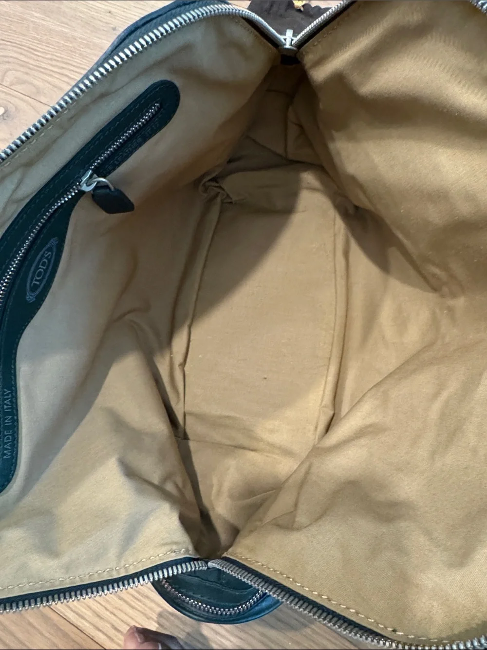 TOD'S Dark Green Leather Dome Satchel
